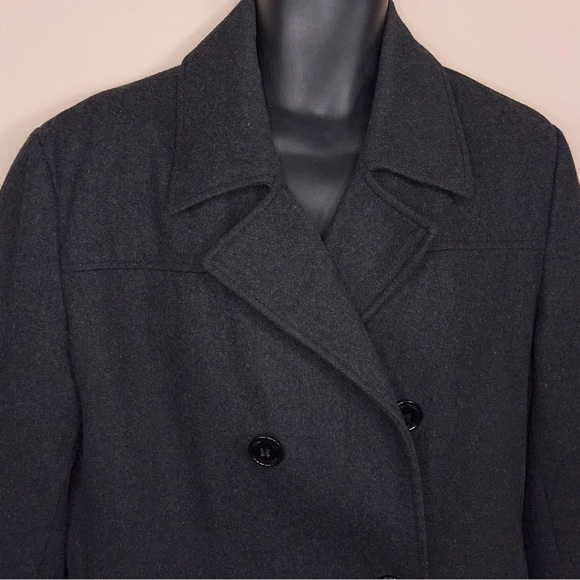 Medium Kenneth Cole Men’s Dark Grey/Black Wool Blend Peacoat Classic Lined Retro - Picture 4 of 14